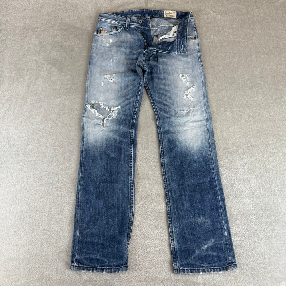 Diesel Darron Slim Tapered Jeans Mens 28x30 Blue Distressed Button Fly Cotton